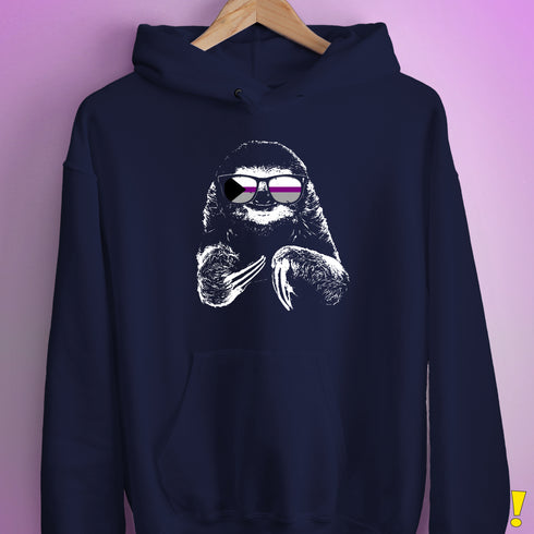 Pride Sloth Demisexual Pride Flag Sunglasses Hoodie - Navy